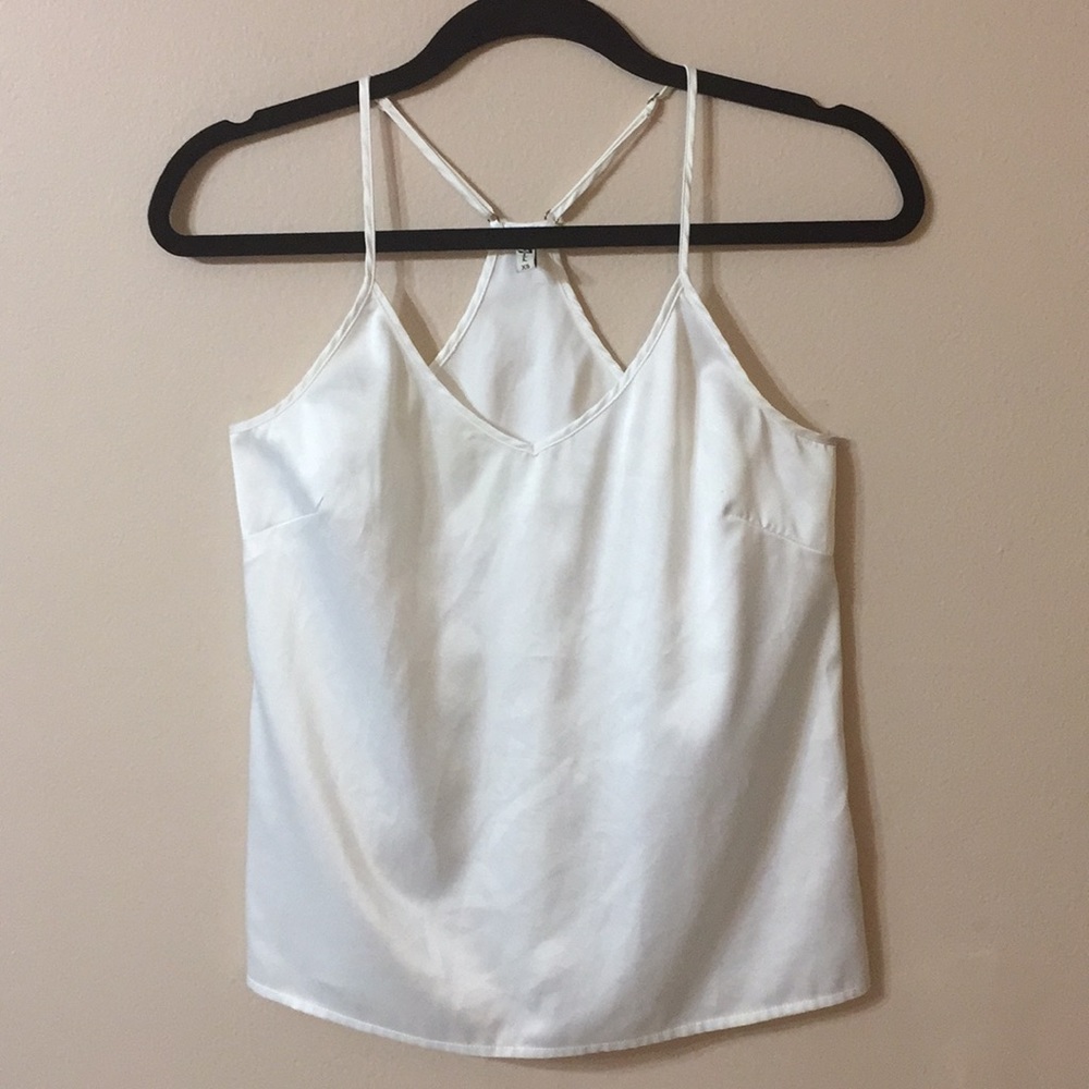 7 FOR ALL MANKIND Ivory Silky V-Neck Racerback Top